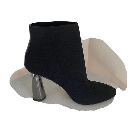 BCBGeneration Conny Black Stretch Fabric Ankle Boot Mirrored Heels Women’s 7.5 - Picture 3 of 16